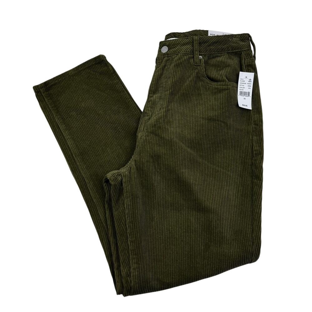 PacSun Olive Green Grunge Skater Loose Corduroy Mom Jean Pants Women's 30